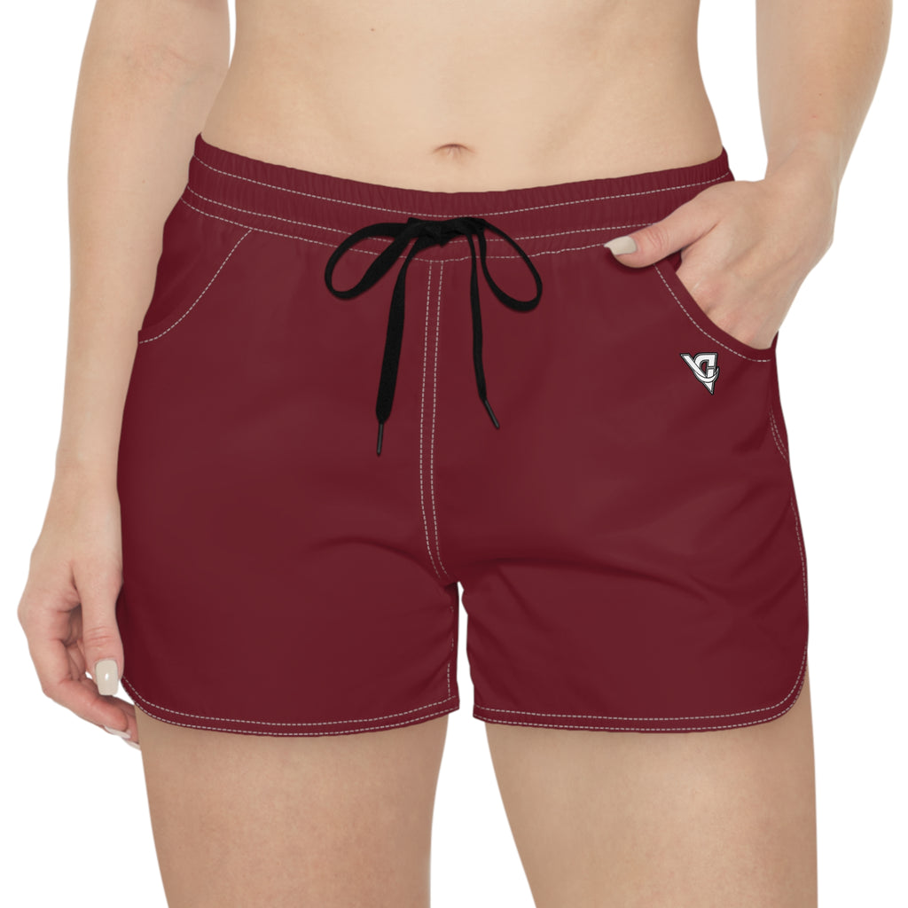Vantacore Solid Maroon Women's Athletic Shorts with Pockets