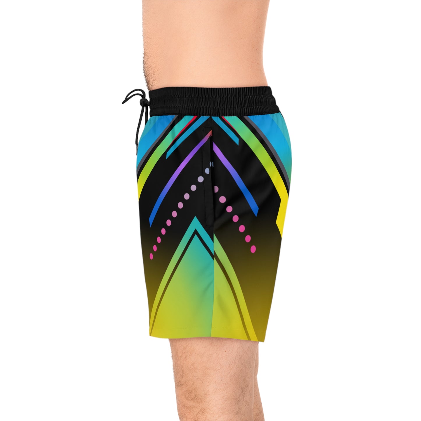 Men's Abstract Neon Athletic Jogger Shorts Colorful Geometric AOP - No Pockets