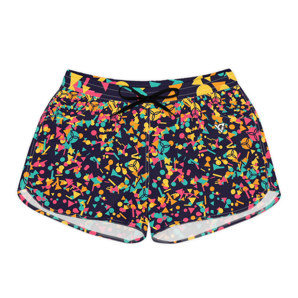 Volleyball Electric Mango Confetti Pop Women's Athletic Shorts with Pockets