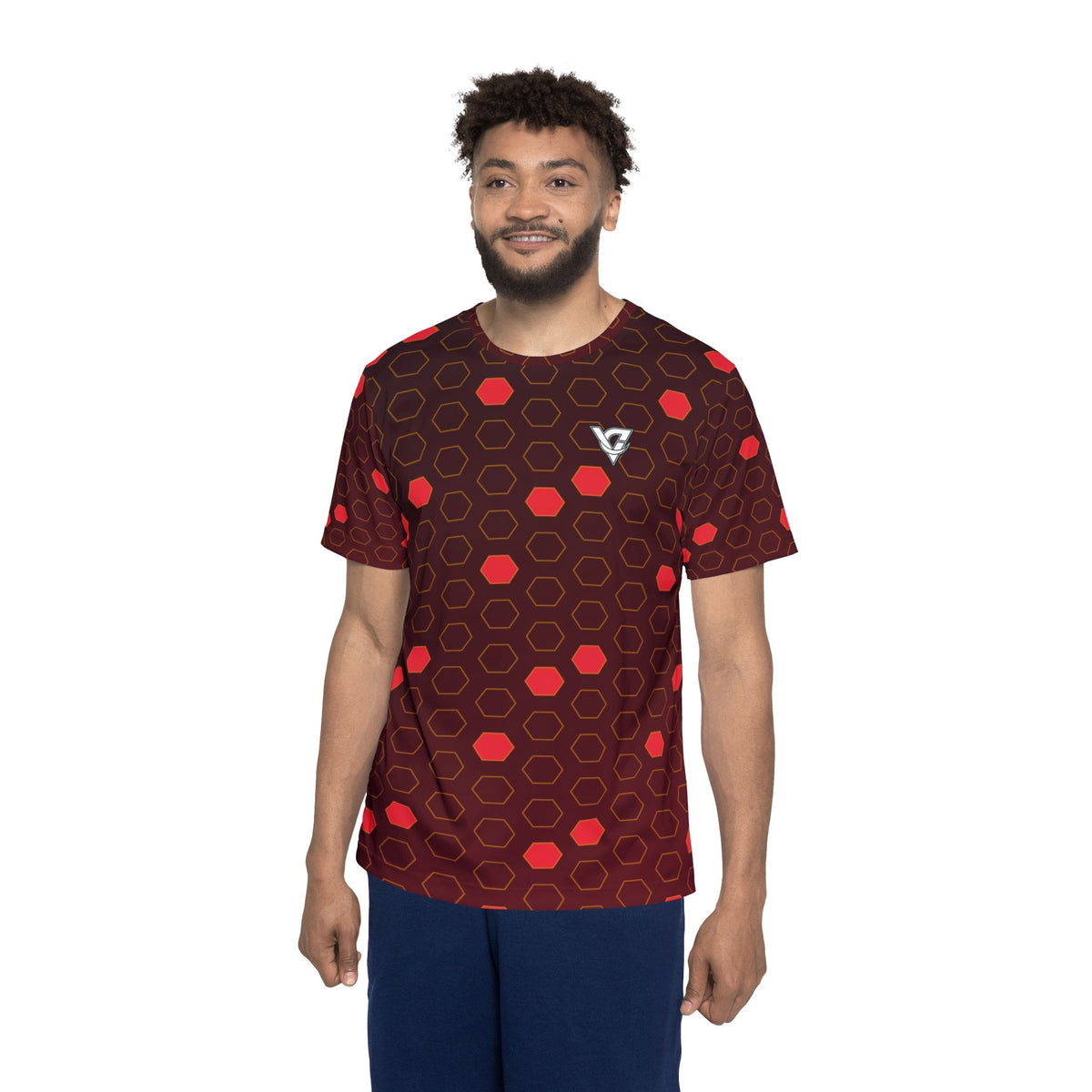 Soccer Crimson Blaze Hex Pitch Men's Sports Jersey