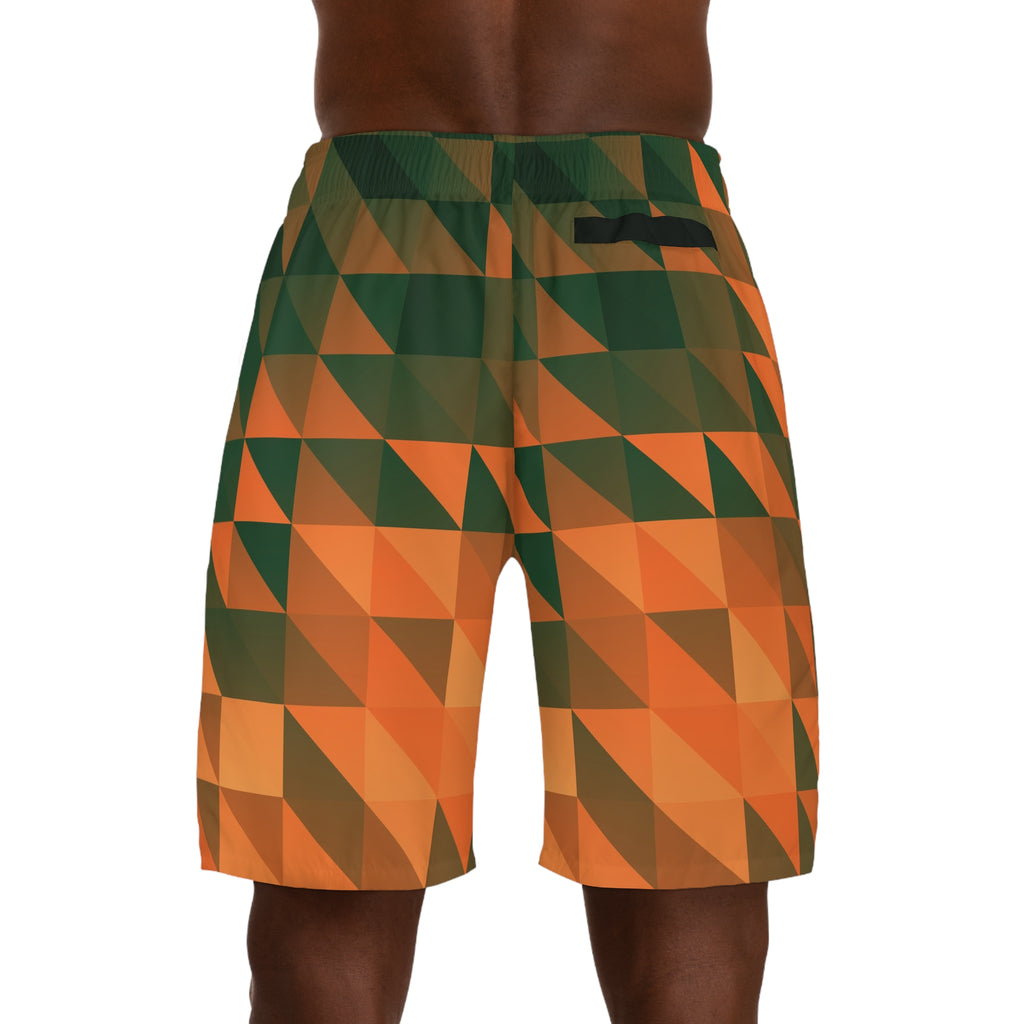 Men's Evergreen Ember Low-Poly Performance Jogger Athletic Shorts with Pockets