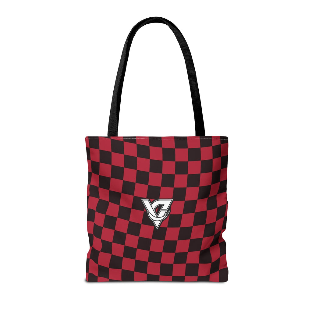 Spiced Wine Warp Check Tote Bag — All-Over Print Gym & Everyday Tote