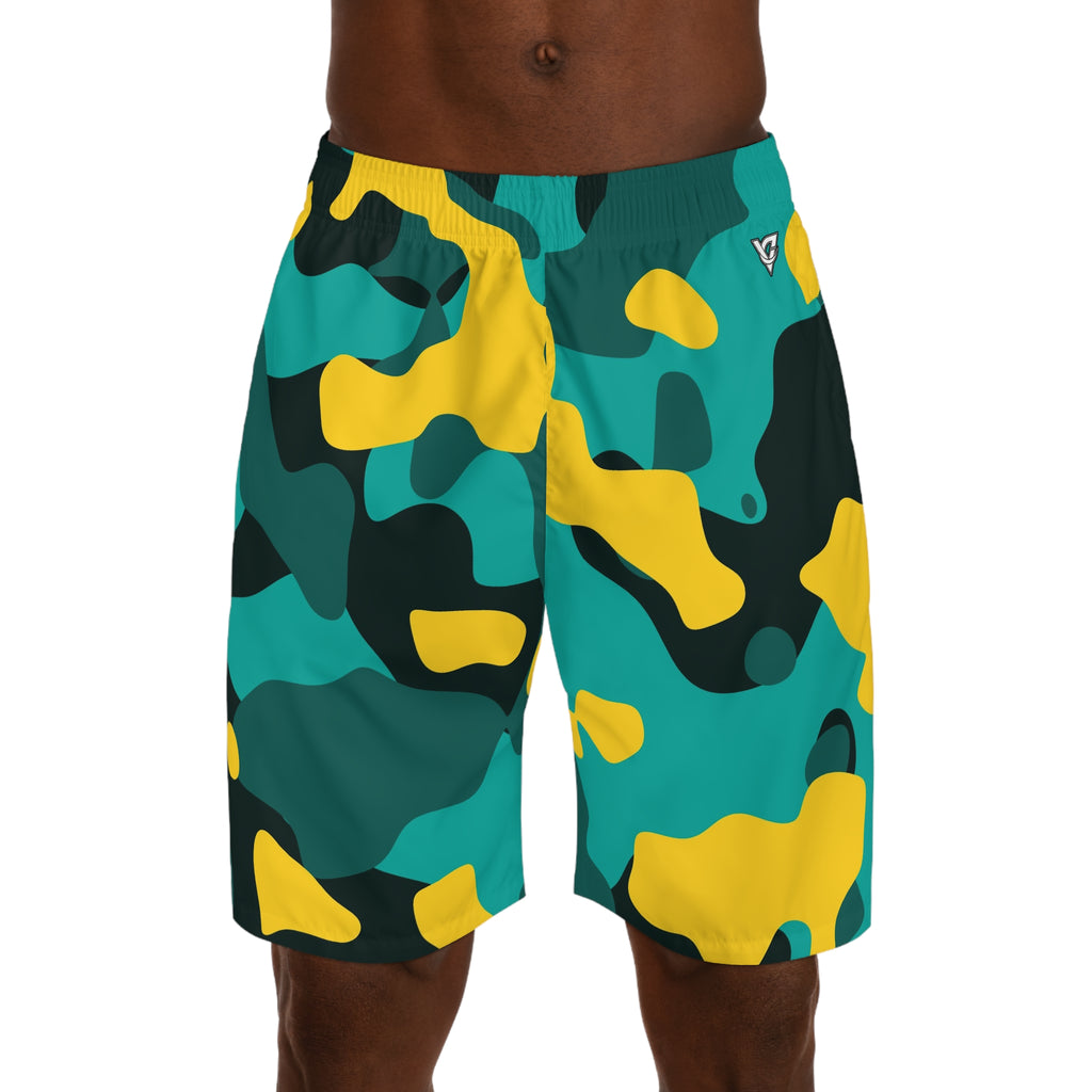 Men's Tropic Camo Performance Jogger Athletic Shorts with Pockets