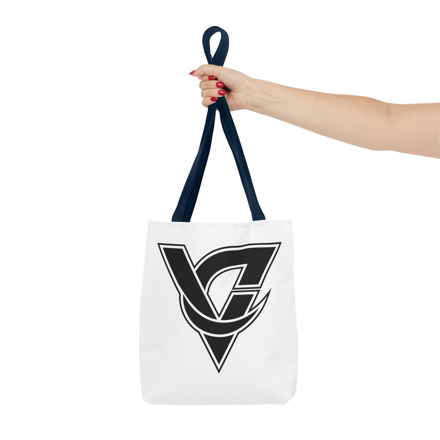 Monogram V Triangle Tote Bag – Bold Black Logo All-Over Print