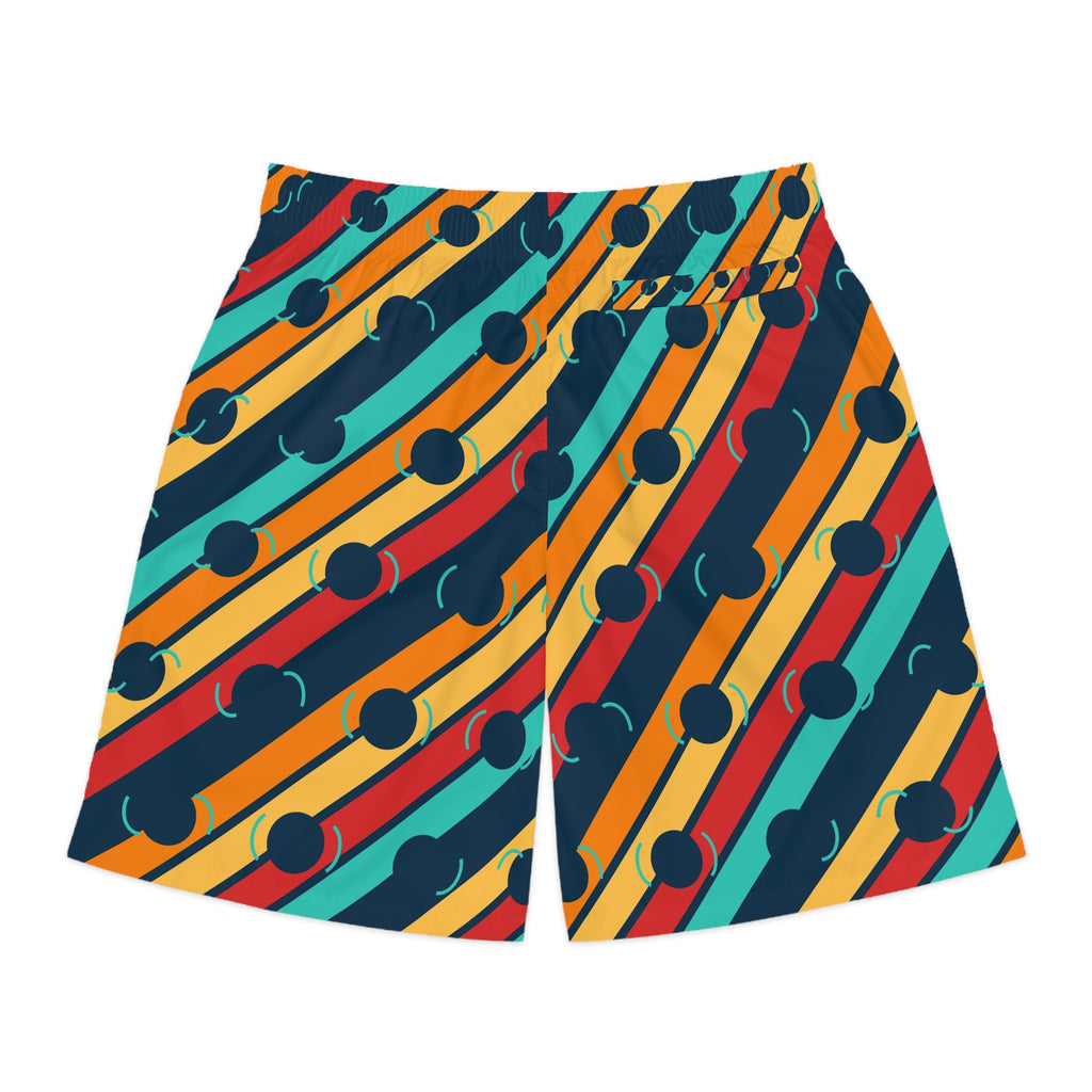 Tennis Tropic Heat Stripe Surge Men's Athletic Shorts with Pockets
