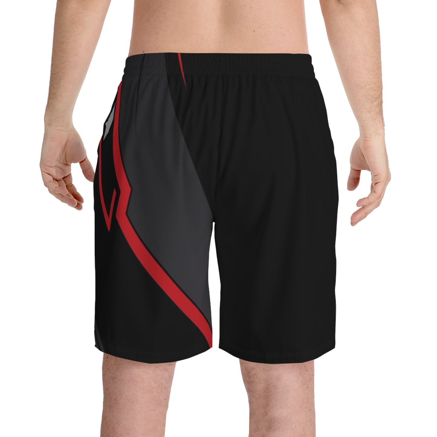 Men's Red Black Athletic Lightweight Sports & Lounge Wear Shorts — No Pockets
