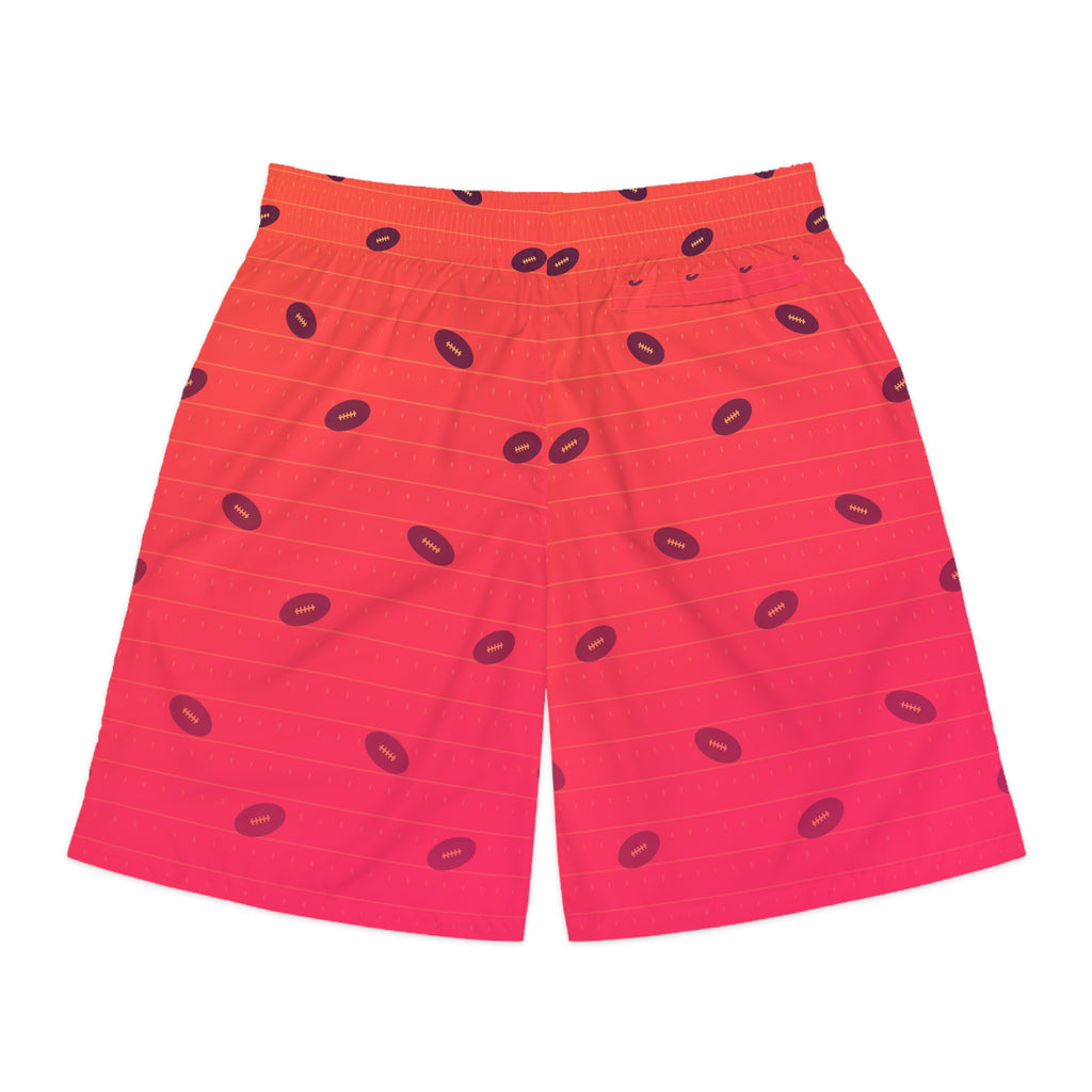 Football Sunset Fade Gridiron Men's Athletic Shorts with Pockets