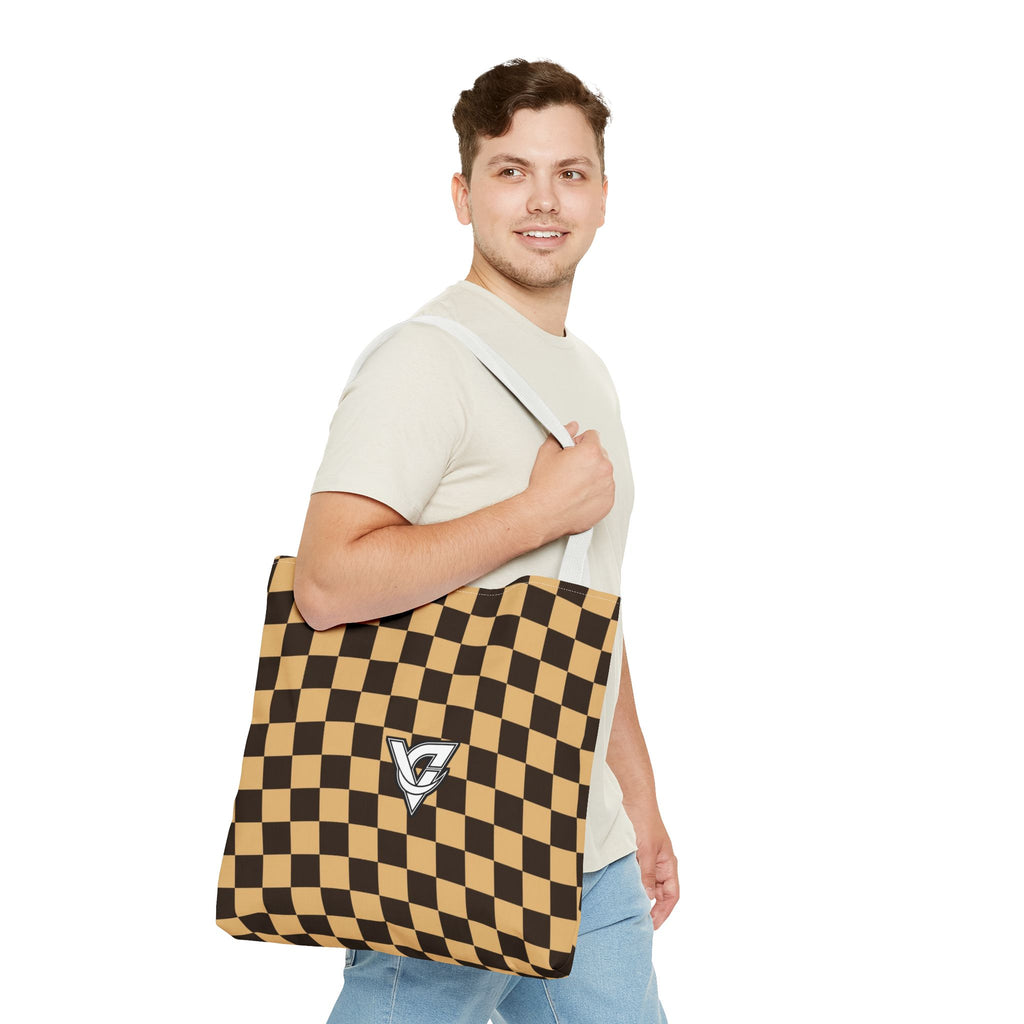 Desert Warp Check Tote Bag — All-Over Print Gym & Everyday Tote