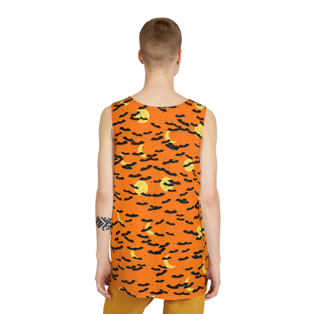 Halloween Pumpkin Orange Bat Swarm Men's Athletic Tank