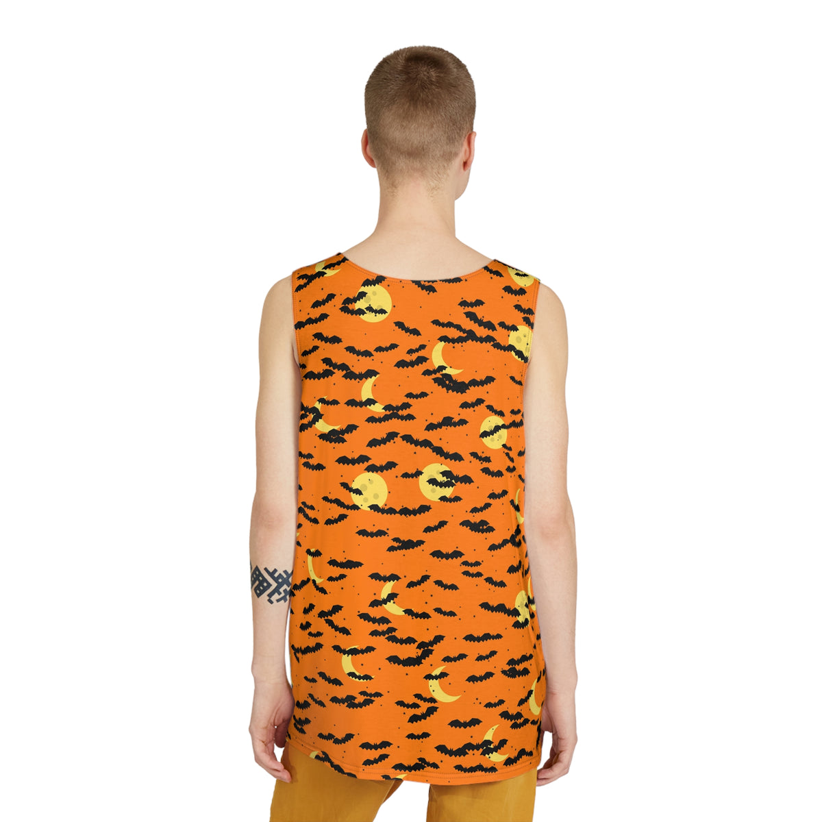 Halloween Pumpkin Orange Bat Swarm Men's Athletic Tank