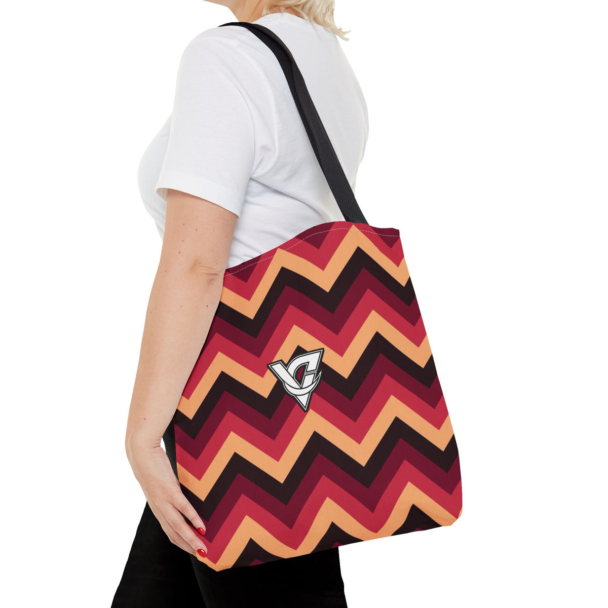 Cranberry Chevron Tote Bag — All-Over Print Gym & Everyday Tote