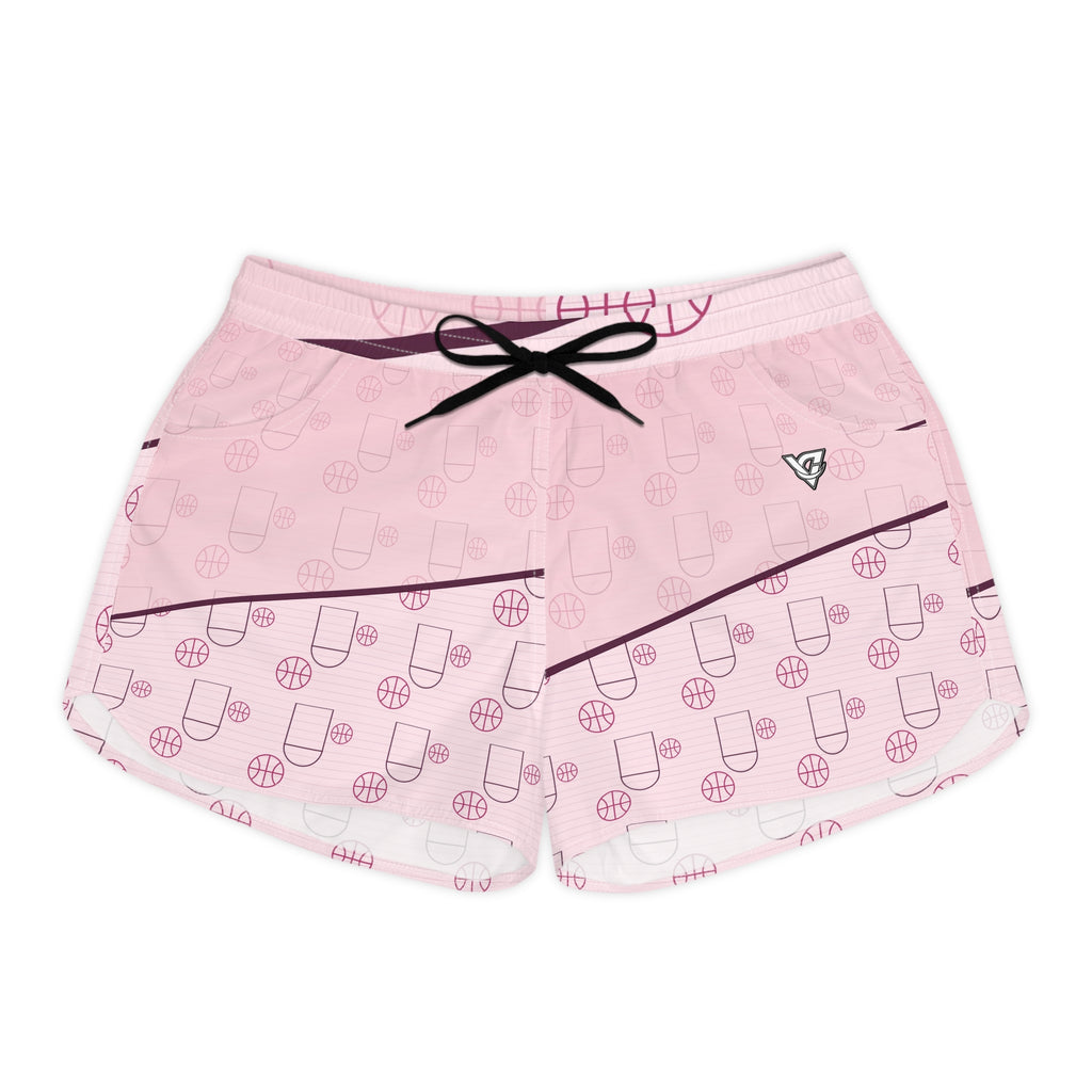 Basketball Blush Rose Court Seam Women's Athletic Shorts with Pockets