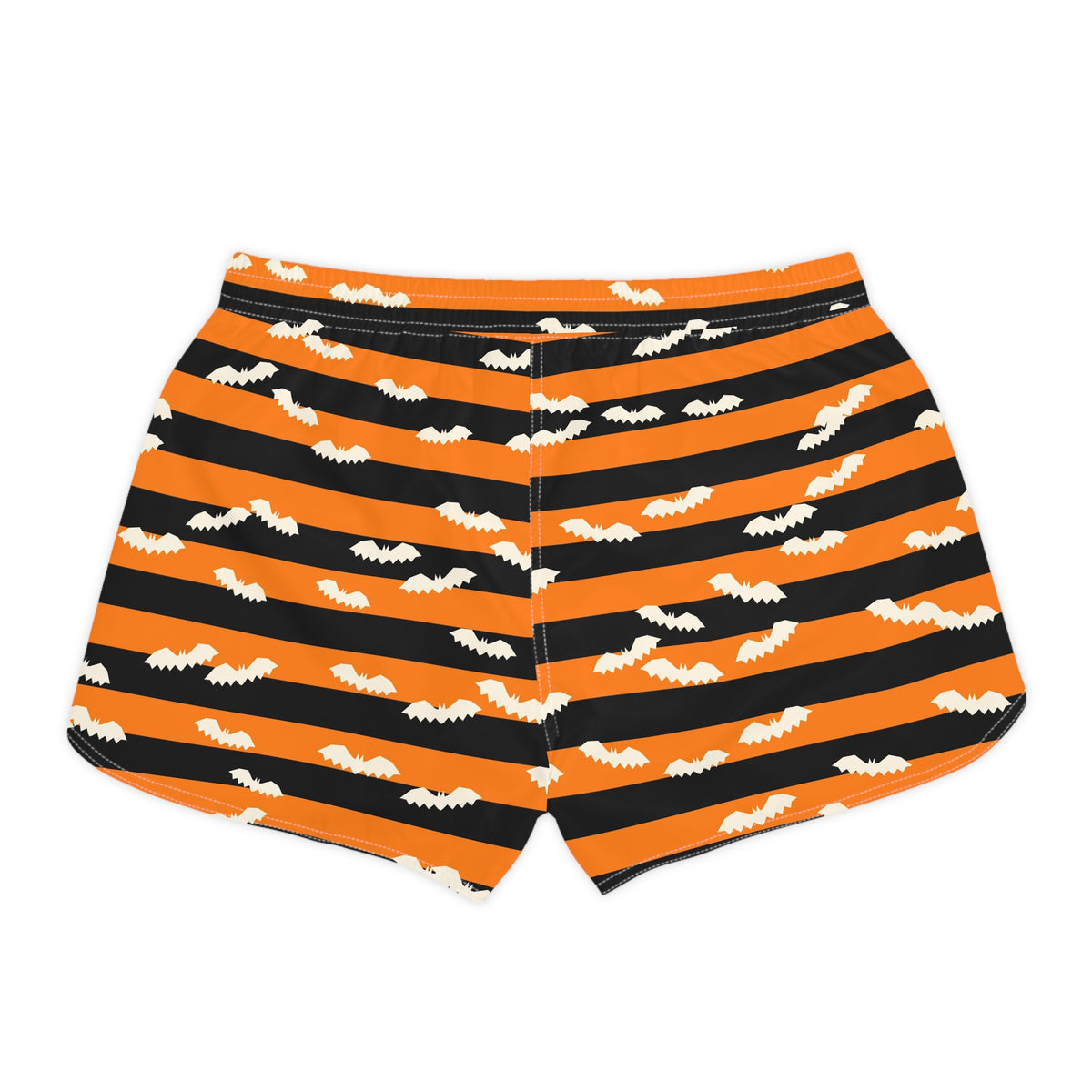 Women's Multipurpose Athletic Shorts with Pockets | Halloween Pumpkin Orange Bat Stripe