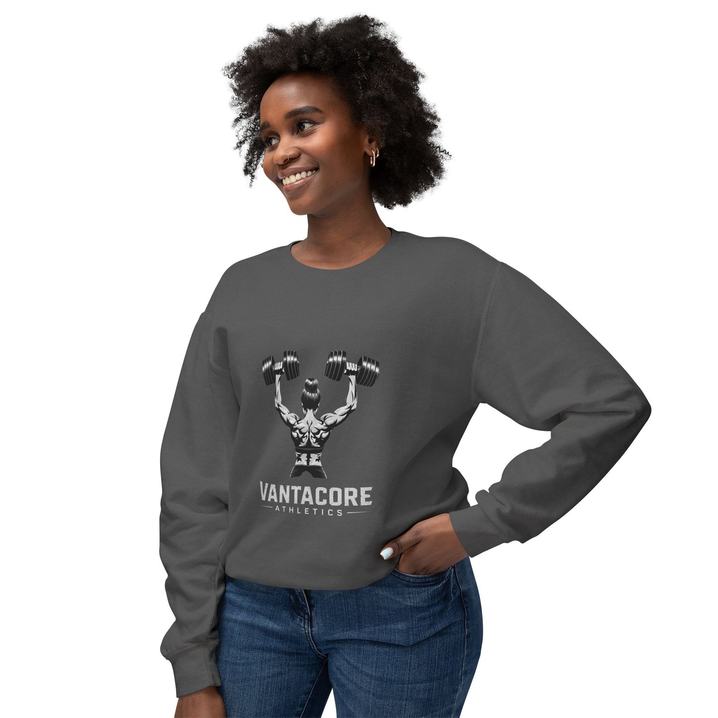Weightlifting Crewneck Sweatshirt — Vantacore Athletics Dumbbell Design