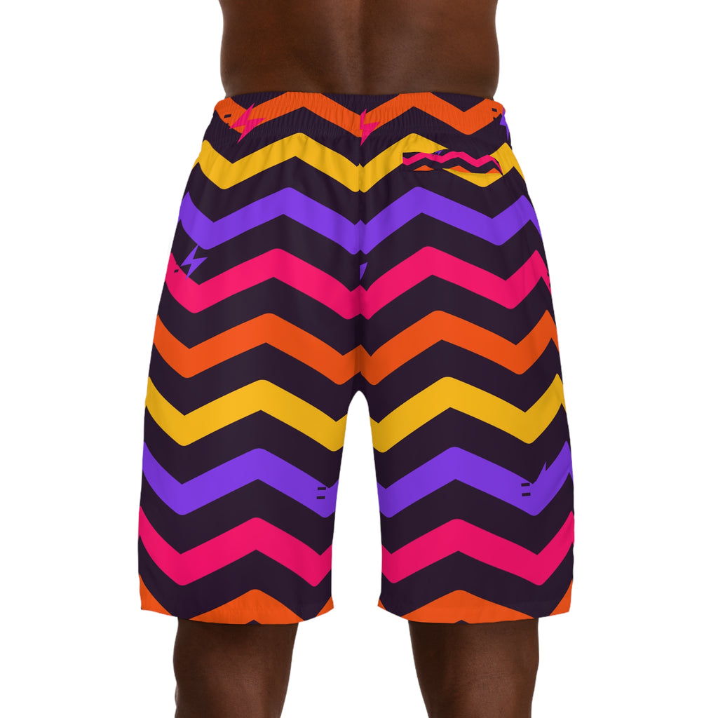 Running Berry Blast Chevron Rush Men's Athletic Shorts with Pockets
