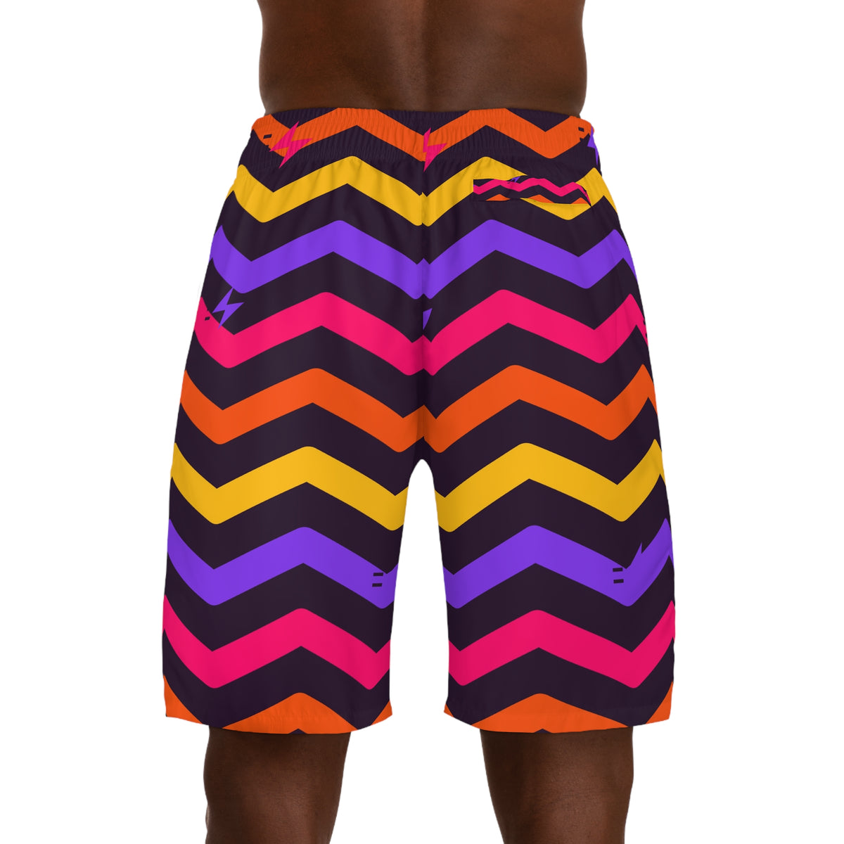 Running Berry Blast Chevron Rush Men's Athletic Shorts with Pockets