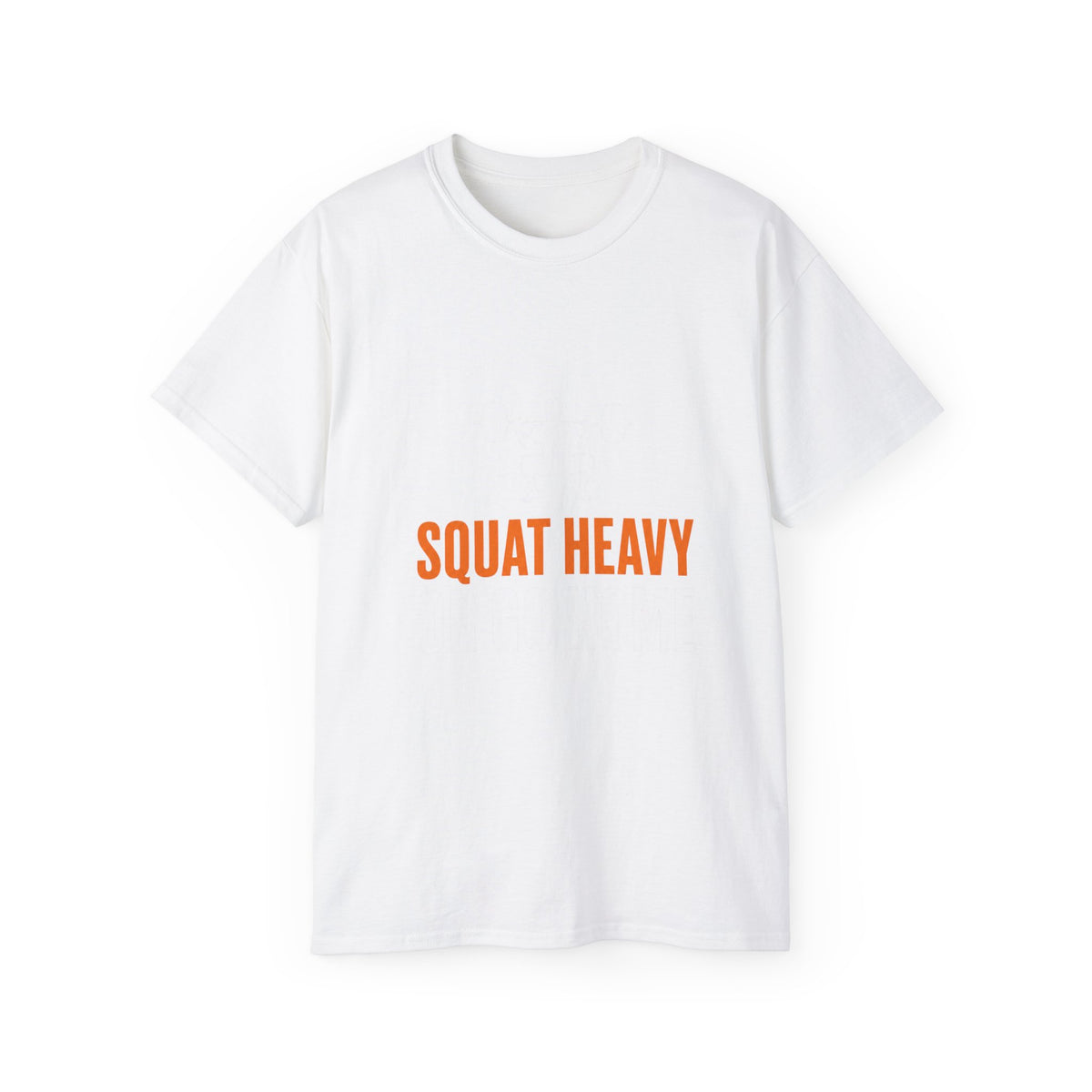 Squat Heavy Tee Bold Orange Gym Shirt for Weightlifters & by Vantacore Athletics, view 2