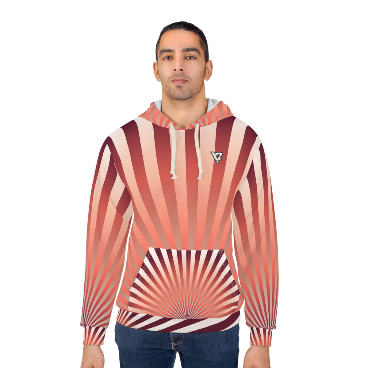 Coral Sunburst Women's Pullover Hoodie