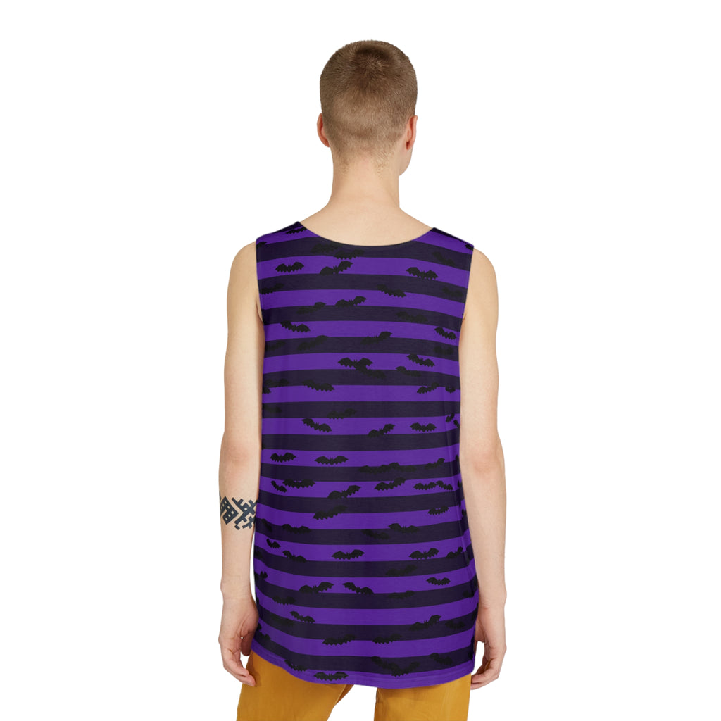 Halloween Witching Purple Bat Stripe Men's Athletic Tank