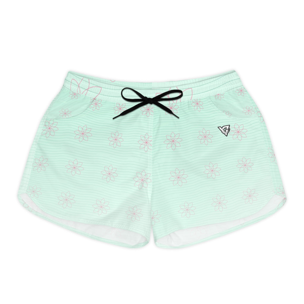 Yoga Mint Glow Flow Lotus Women's Athletic Shorts with Pockets
