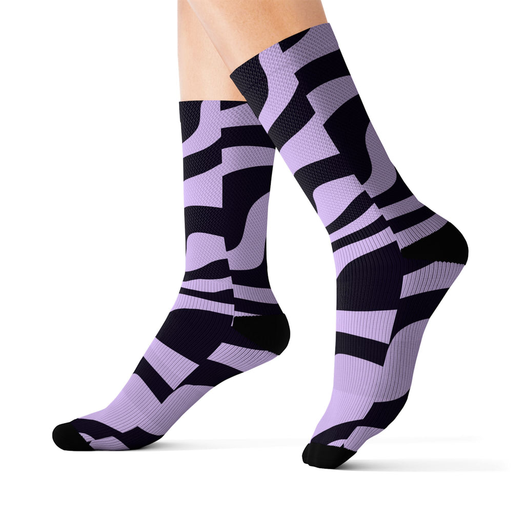 Grape Zebra Athletic Crew Socks