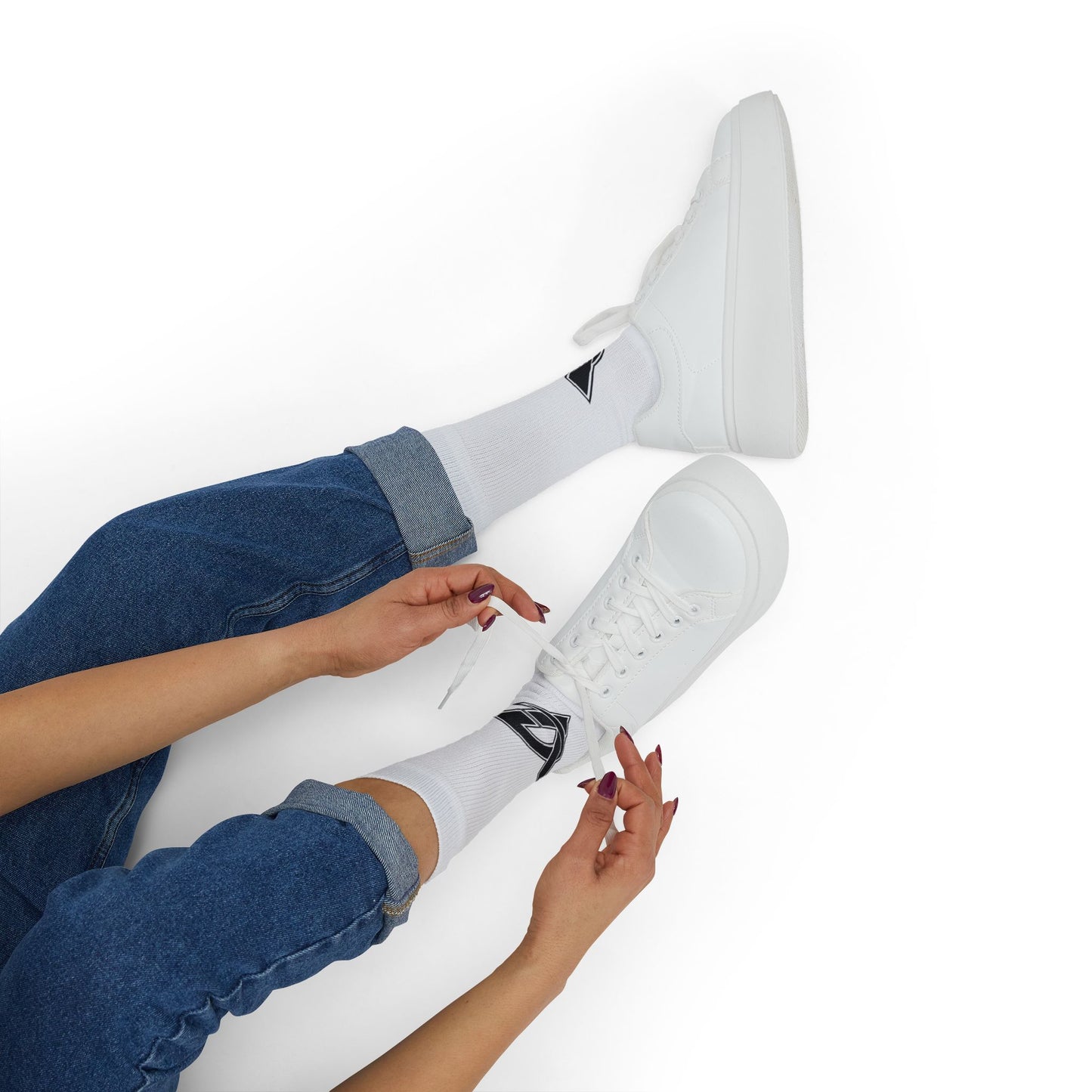 Custom Sublimation Crew Socks with Black Logo – Athletic Graphic Socks