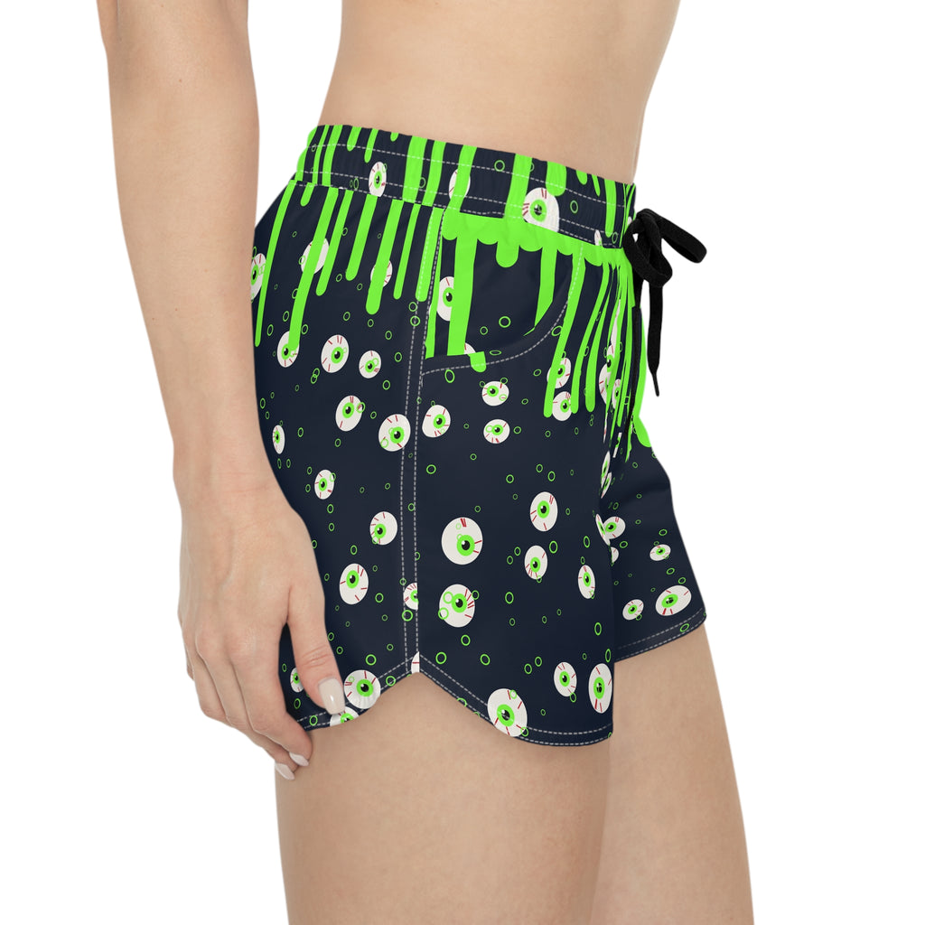 Women's Multipurpose Athletic Shorts with Pockets | Halloween Ghostly Night Slime Drip