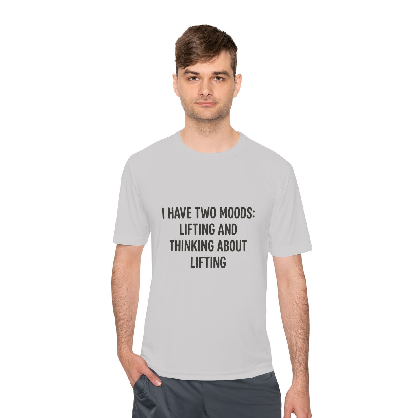 Lifting & Thinking About Lifting Tee — Workout Humor Moisture‑Wicking Shirt