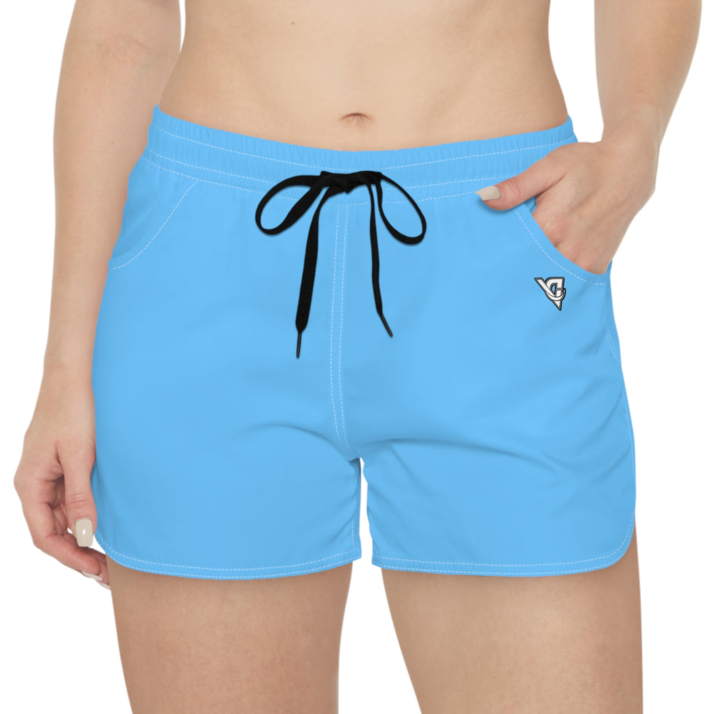 Vantacore Solid Sky Blue Women's Athletic Shorts with Pockets