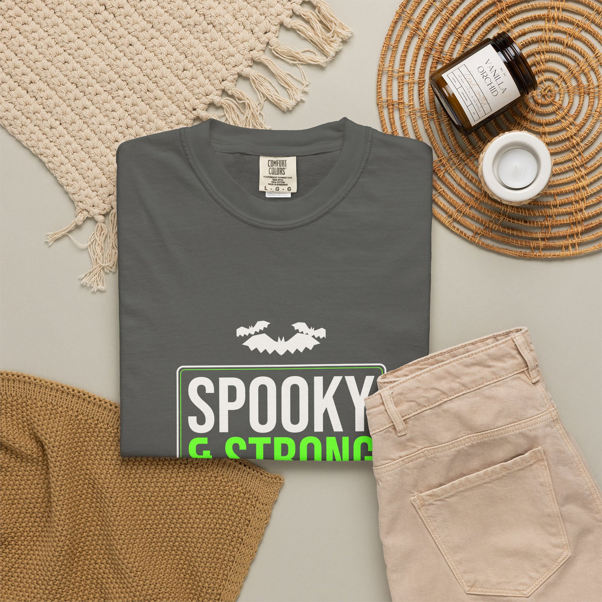 Spooky & Strong | Women's Halloween Garment-Dyed Graphic Tee