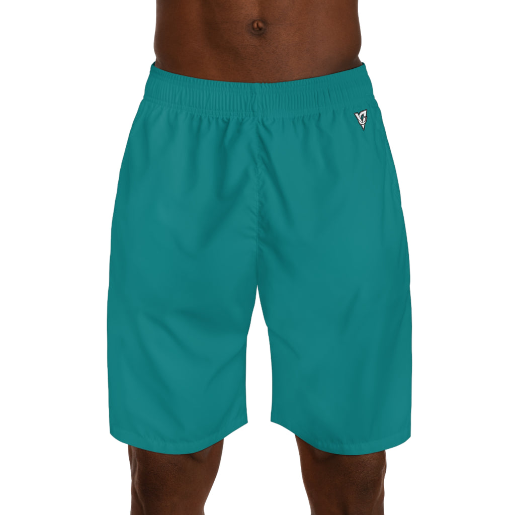 Vantacore Solid Teal Men's Athletic Shorts with Pockets