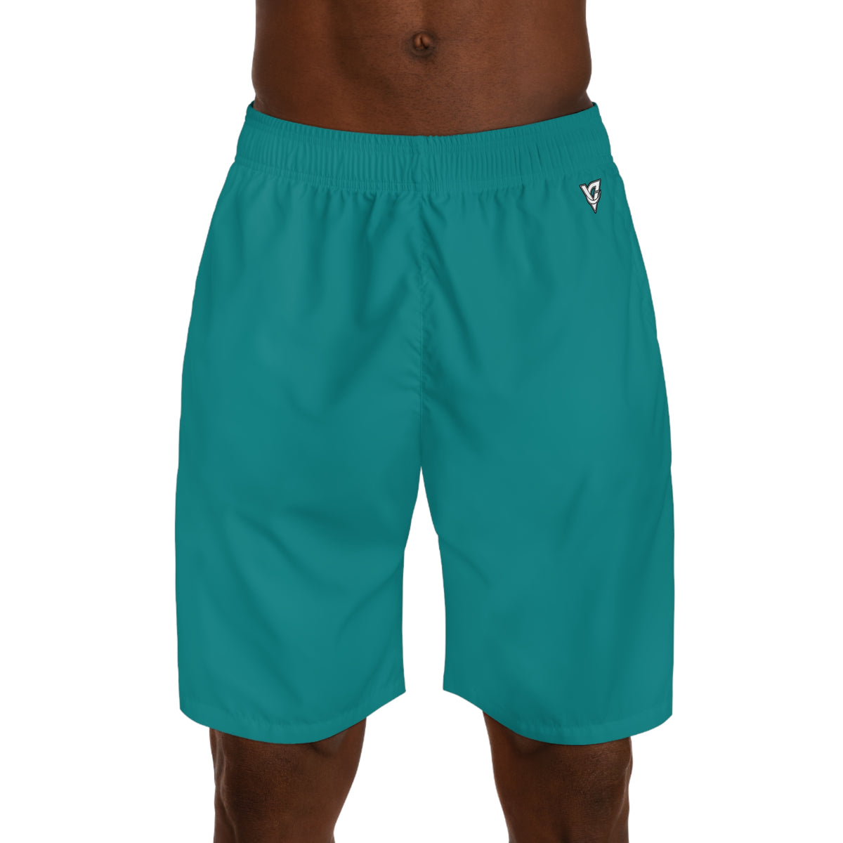 Vantacore Solid Teal Men's Athletic Shorts with Pockets