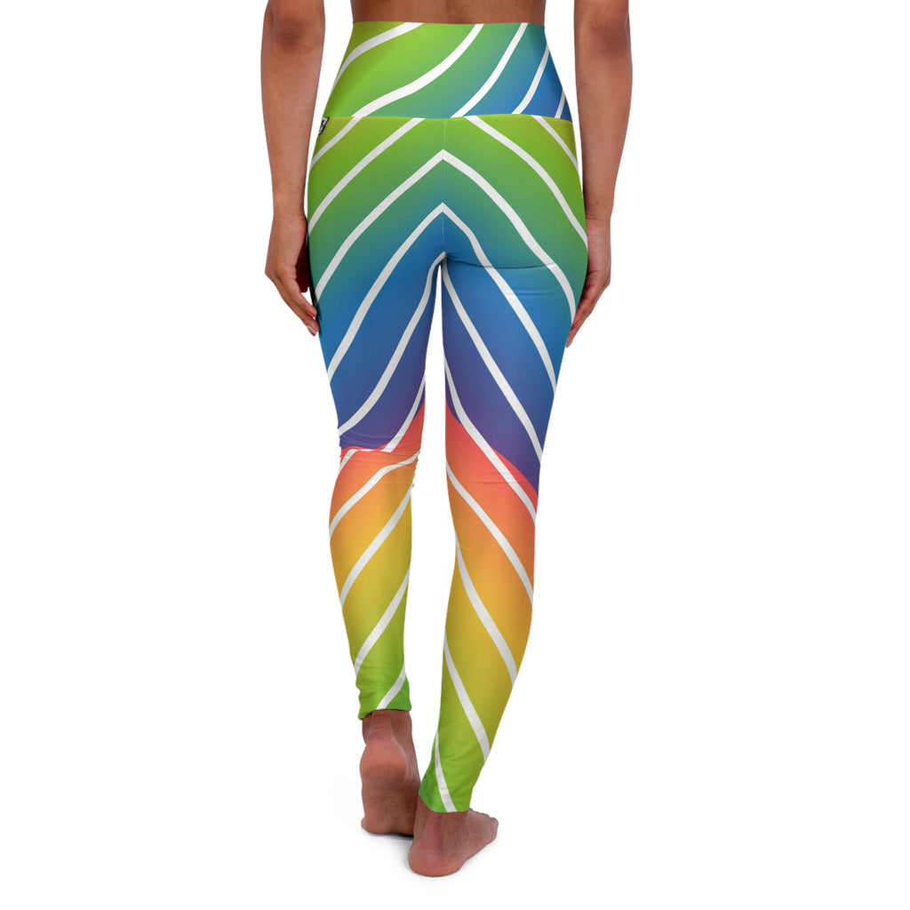 Rainbow Ripple High-Waisted Yoga Leggings (AOP)