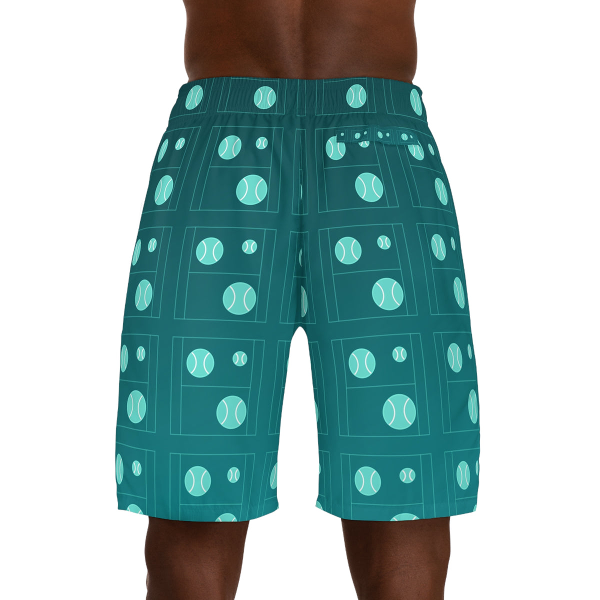 Tennis Teal Wave Baseline Seam Men's Athletic Shorts with Pockets