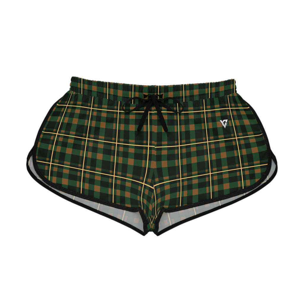 Women's Evergreen Ember Flannel Relaxed Shorts — All-Over Print Running & Workout Shorts