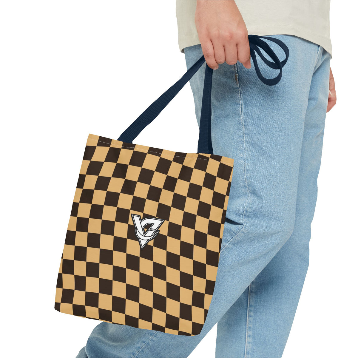 Desert Warp Check Tote Bag — All-Over Print Gym & Everyday Tote