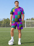 Soccer Midnight Neon Halftone Pulse Men's Sports Jersey - front view