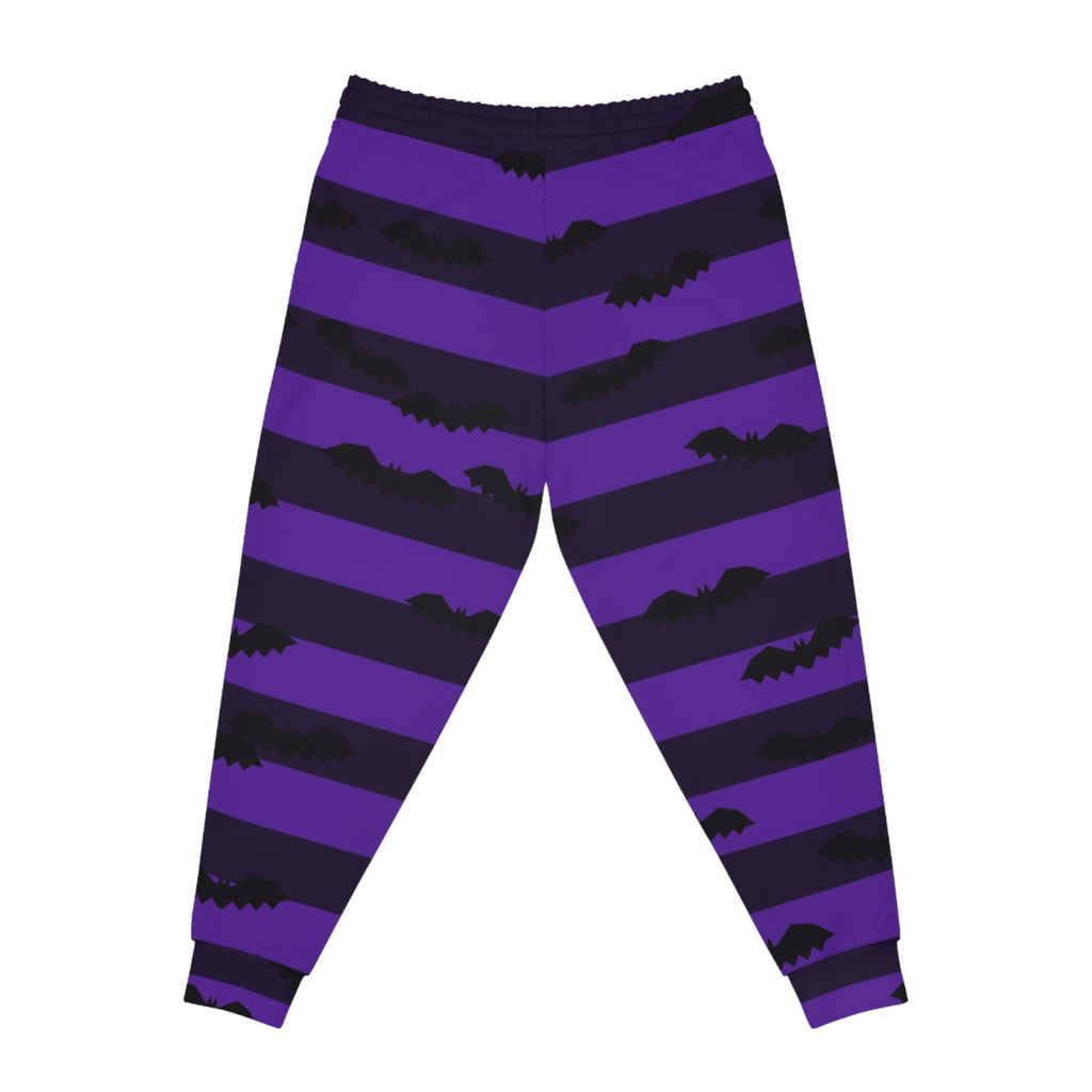 Halloween Witching Purple Bat Stripe Women's Joggers – All-Over Print Athletic Jogger Pants