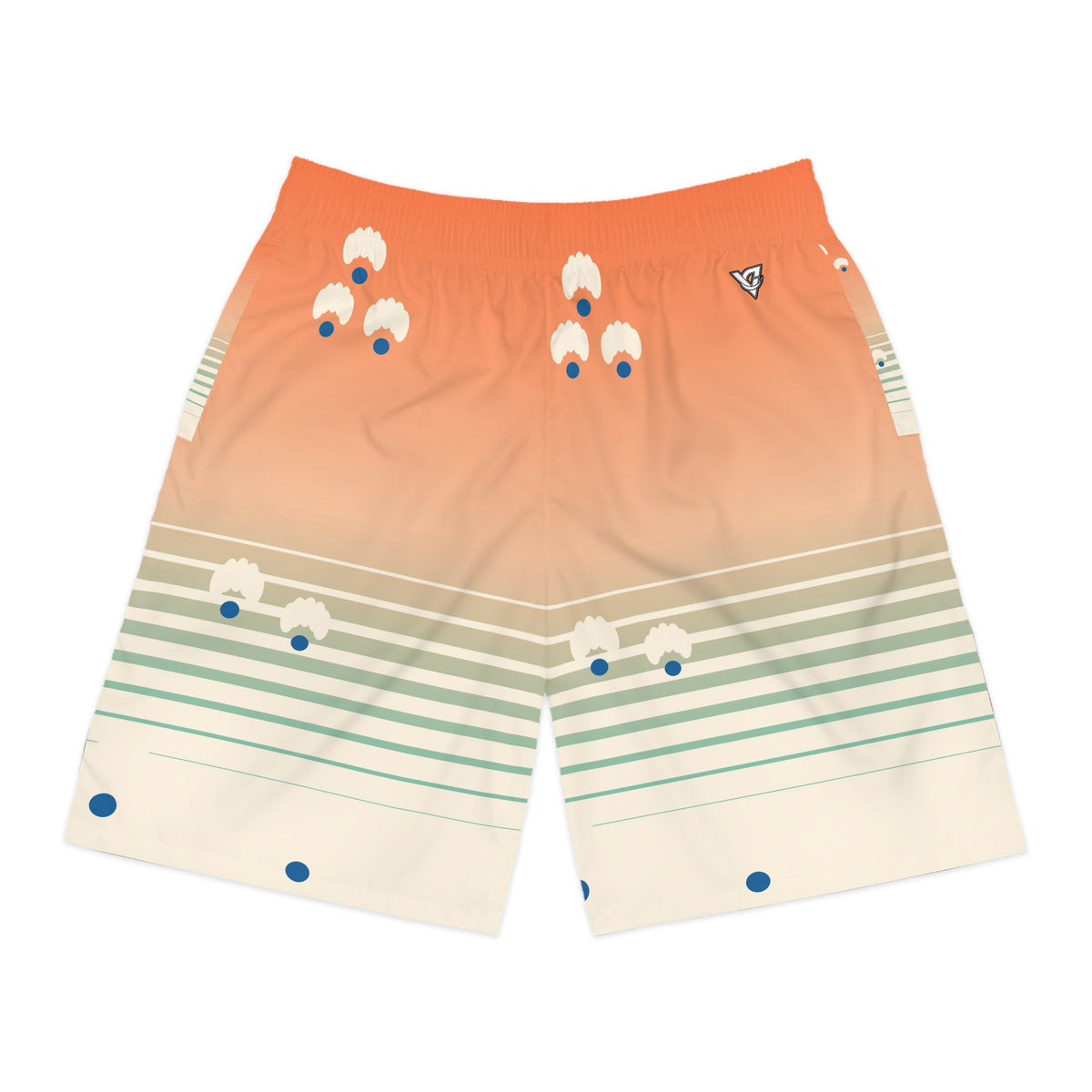 Yoga Papaya Splash Horizon Fade Men's Athletic Shorts with Pockets