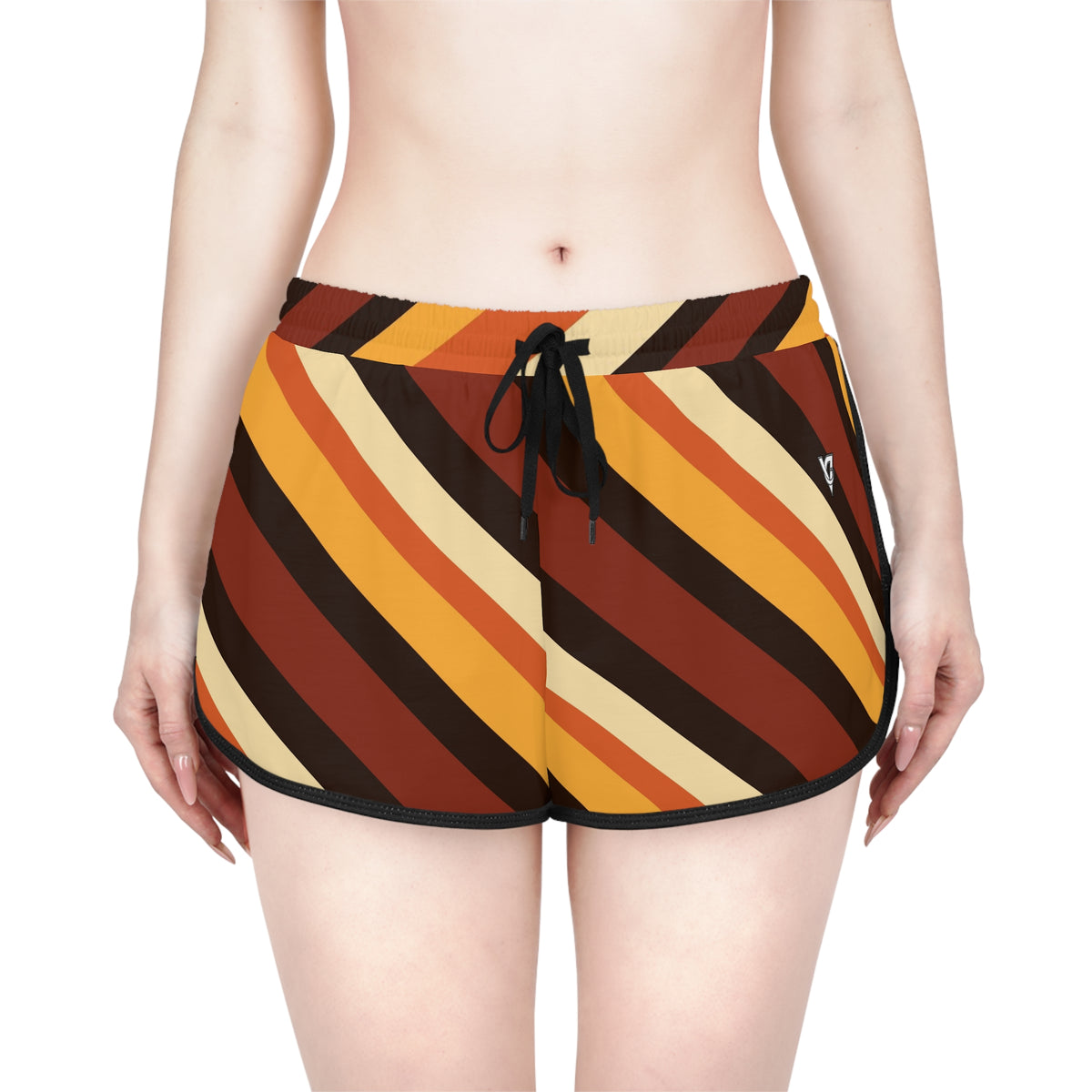 Women's Golden Hour Stripe Relaxed Shorts — All-Over Print Running & Workout Shorts