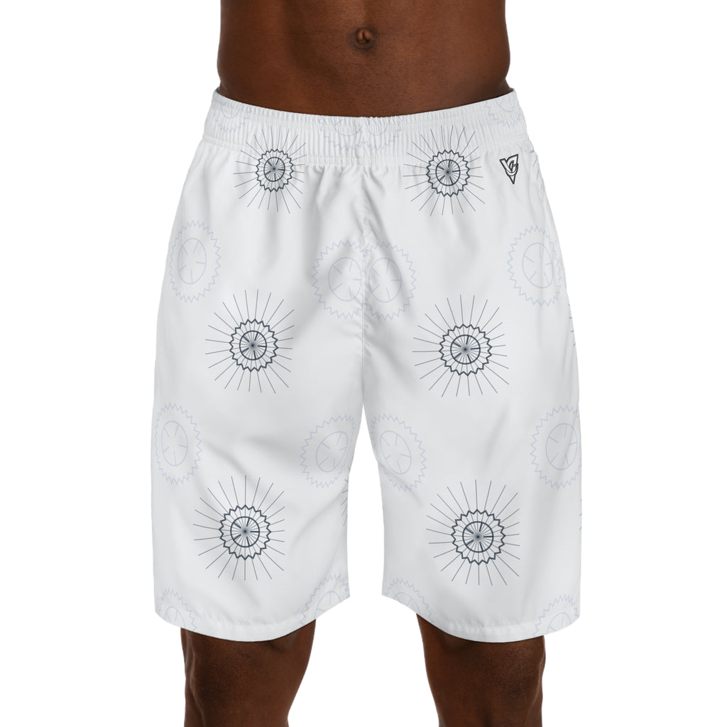 Cycling Arctic White Chainring Men's Athletic Shorts with Pockets