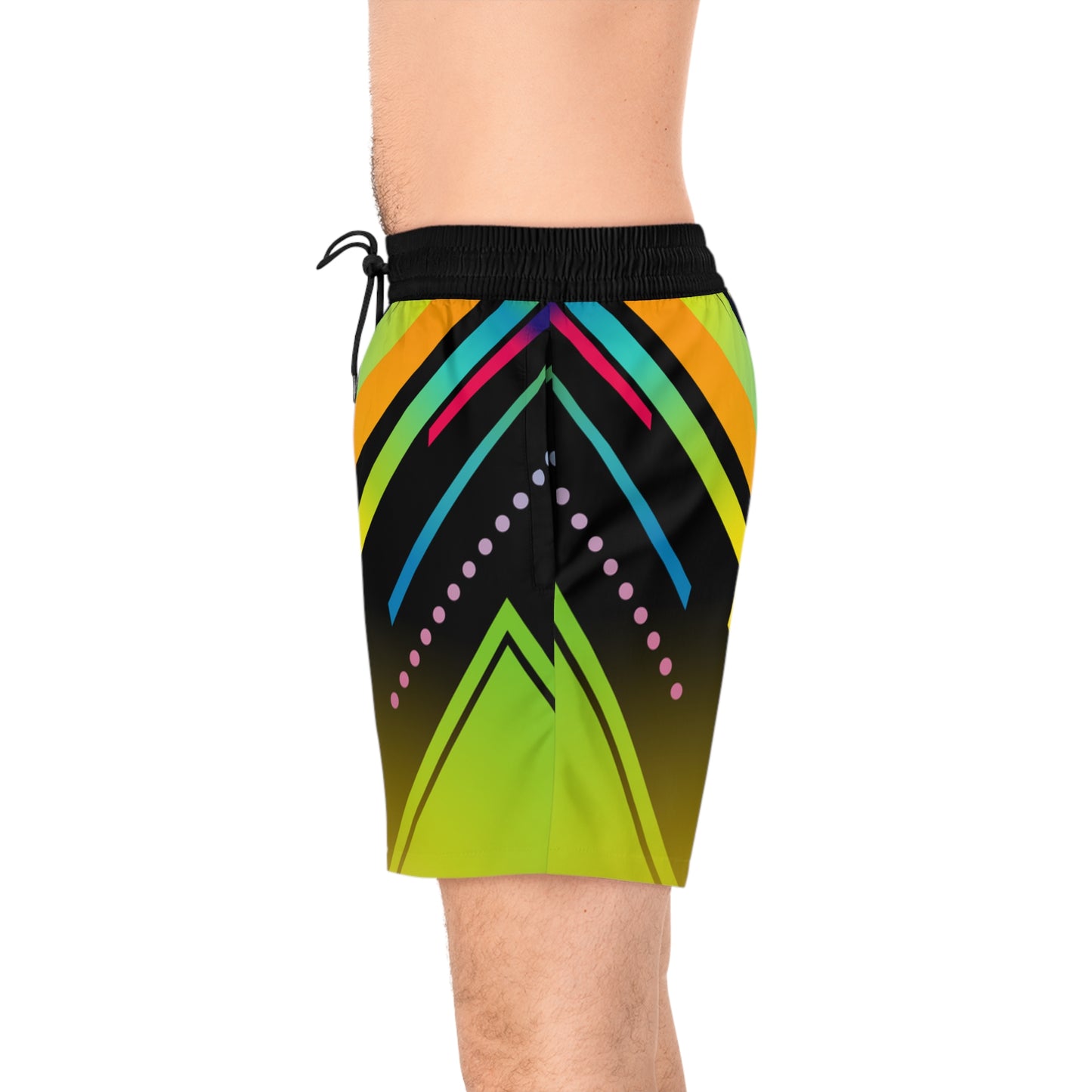 Men's Neon Geo Jogger Shorts Vibrant Abstract All-Over Print - No Pockets