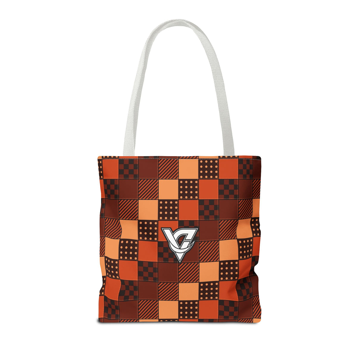 Rust Patchwork Tote Bag — All-Over Print Gym & Everyday Tote
