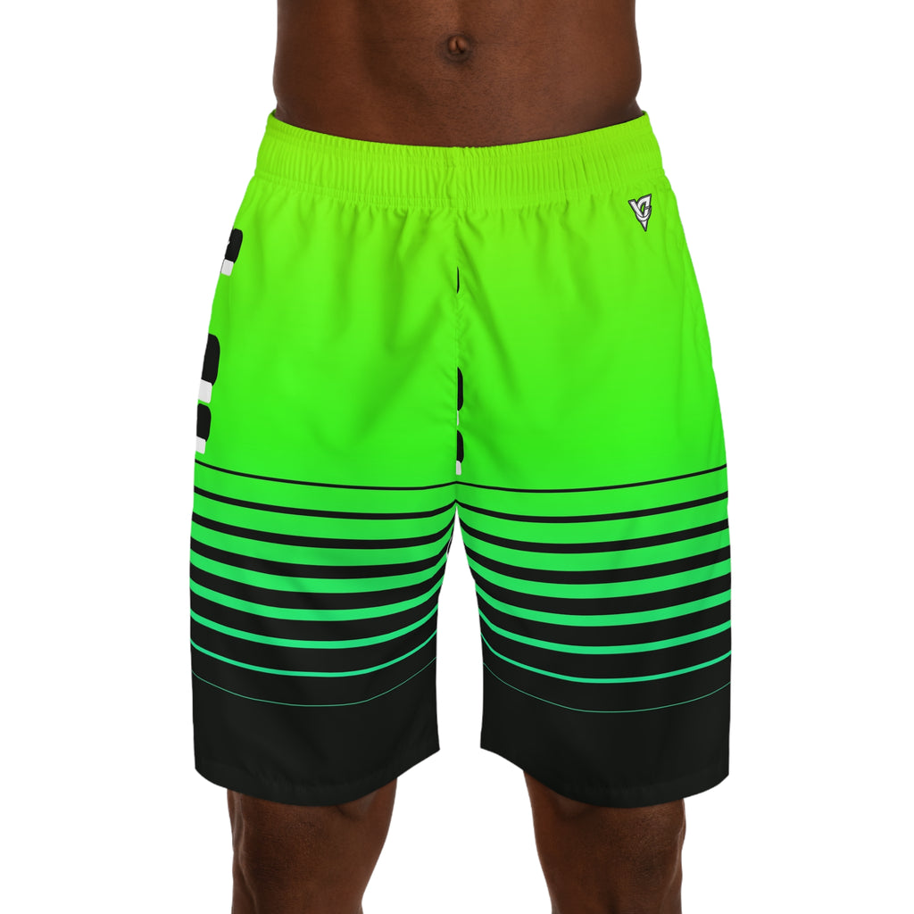 Combat Sports Lime Riot Horizon Fade Men's Athletic Shorts with Pockets