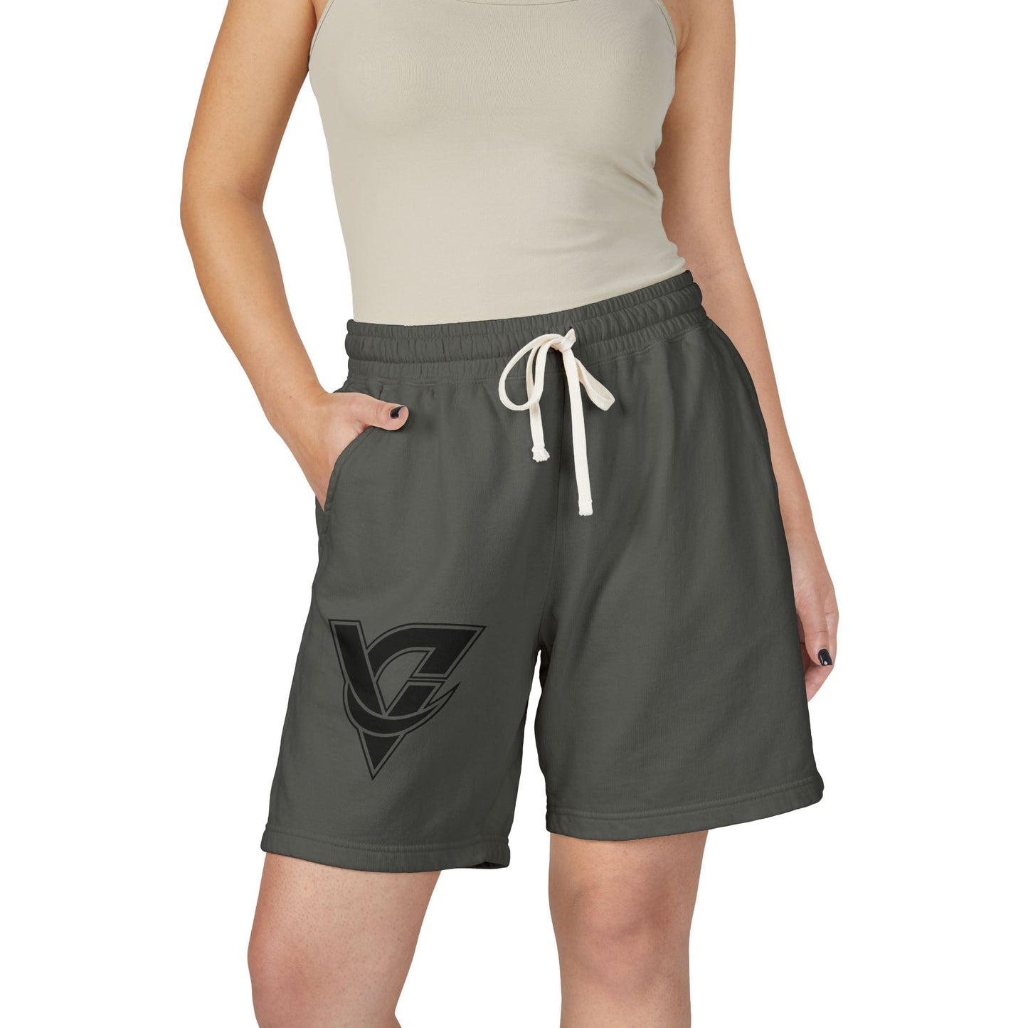 Lightweight Fleece Sweat Shorts — Retro V Logo Casual Lounge Shorts