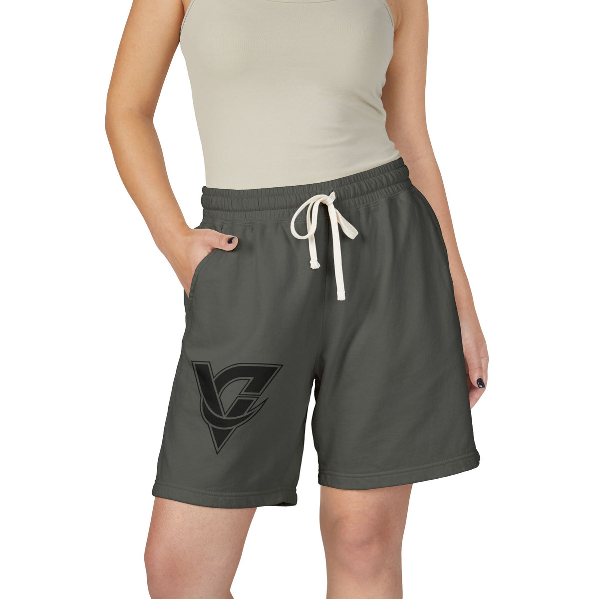 Lightweight Fleece Sweat Shorts — Retro V Logo Casual Lounge Shorts