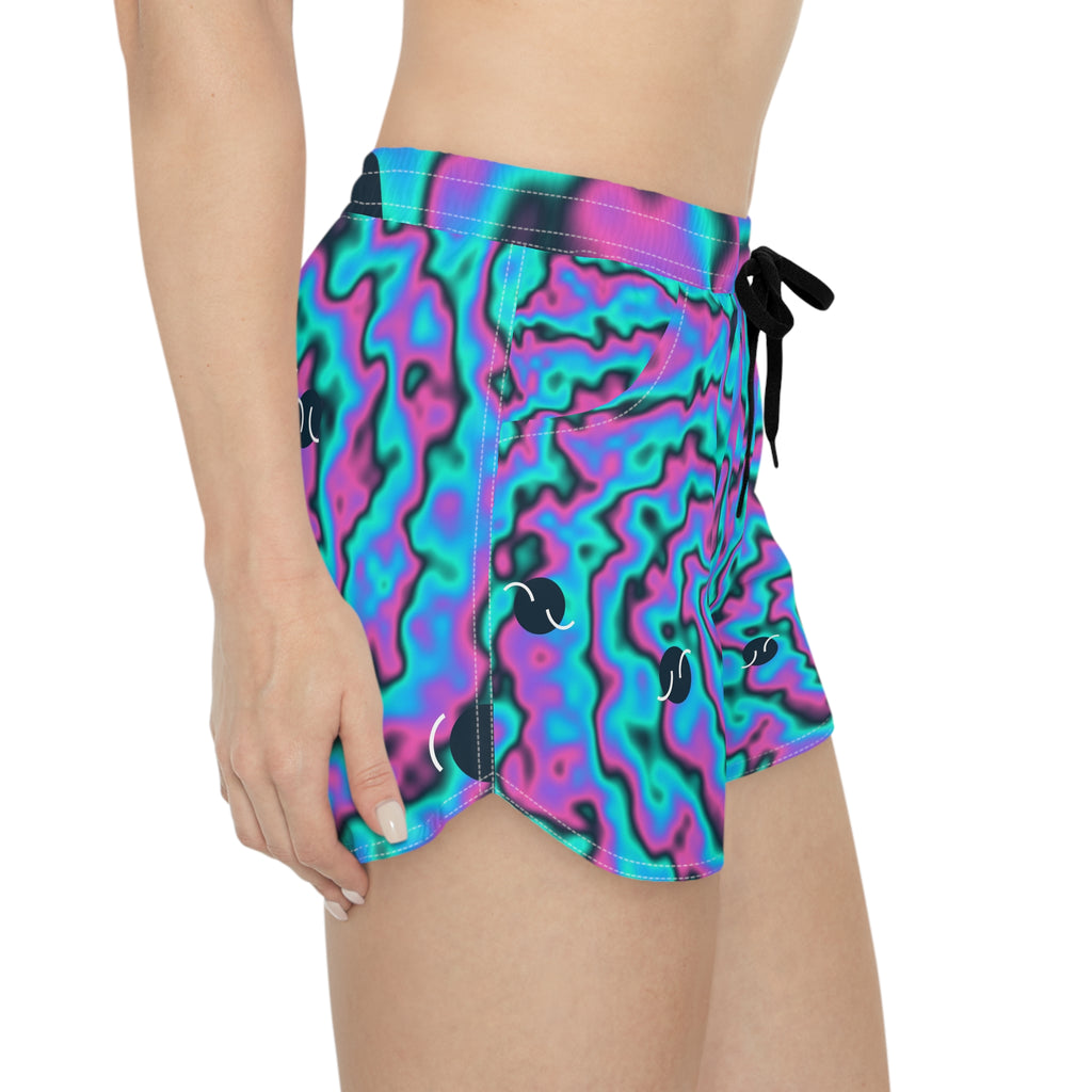 Tennis Neon Lagoon Tie-Dye Spin Women's Athletic Shorts with Pockets
