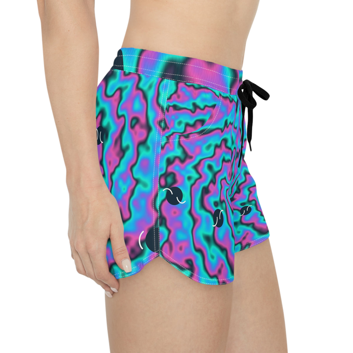 Tennis Neon Lagoon Tie-Dye Spin Women's Athletic Shorts with Pockets
