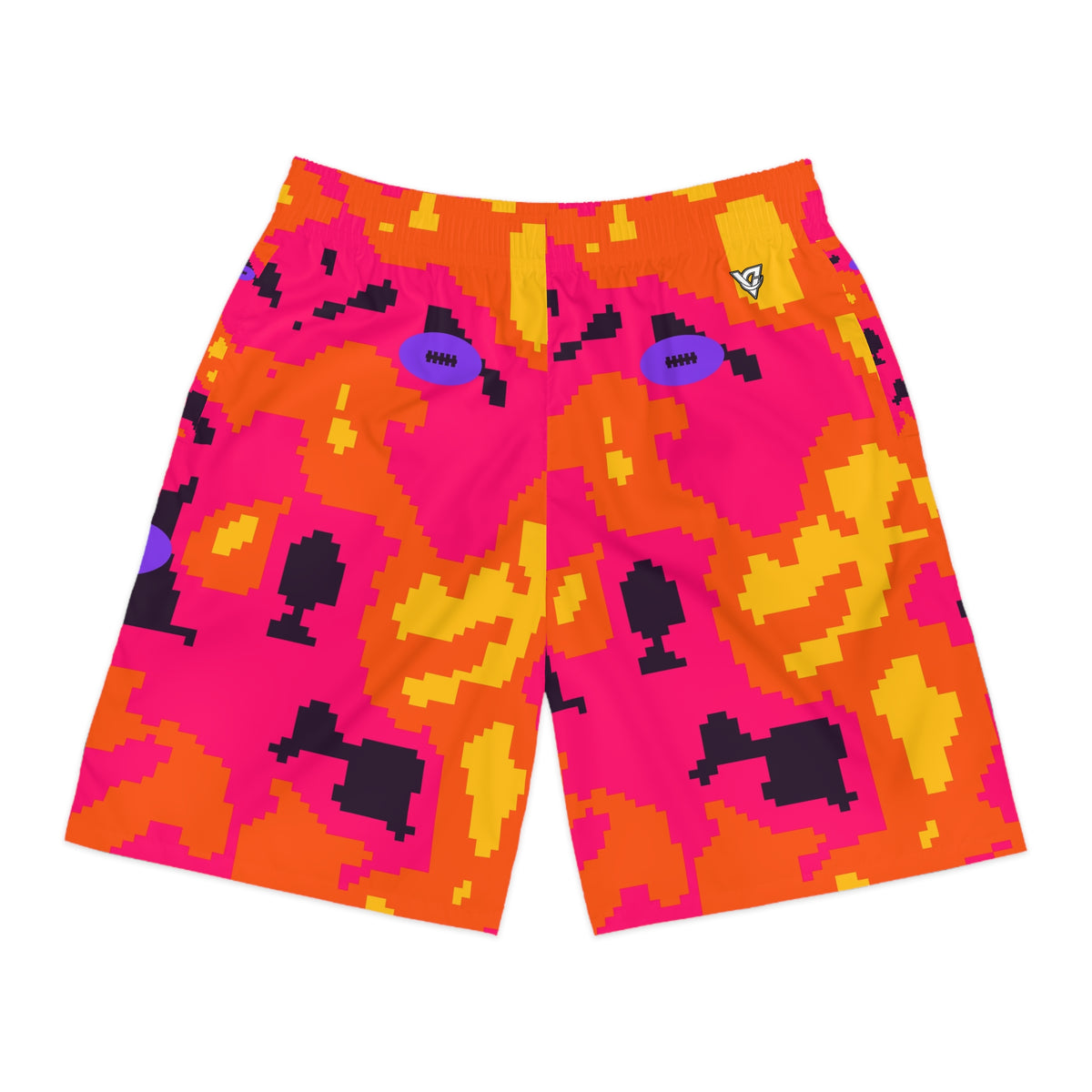 Football Berry Blast Pixel Camo Men's Athletic Shorts with Pockets