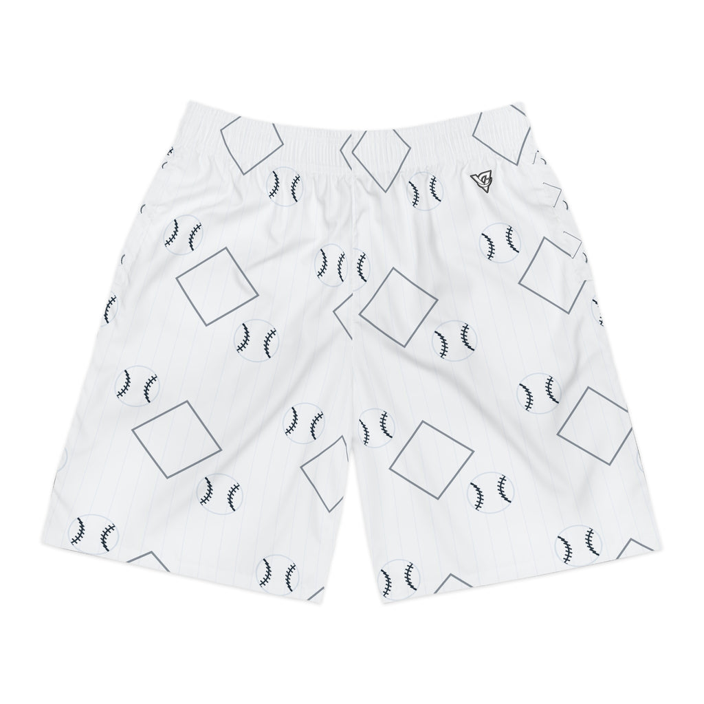 Baseball & Softball Arctic White Diamond Stitch Men's Athletic Shorts with Pockets